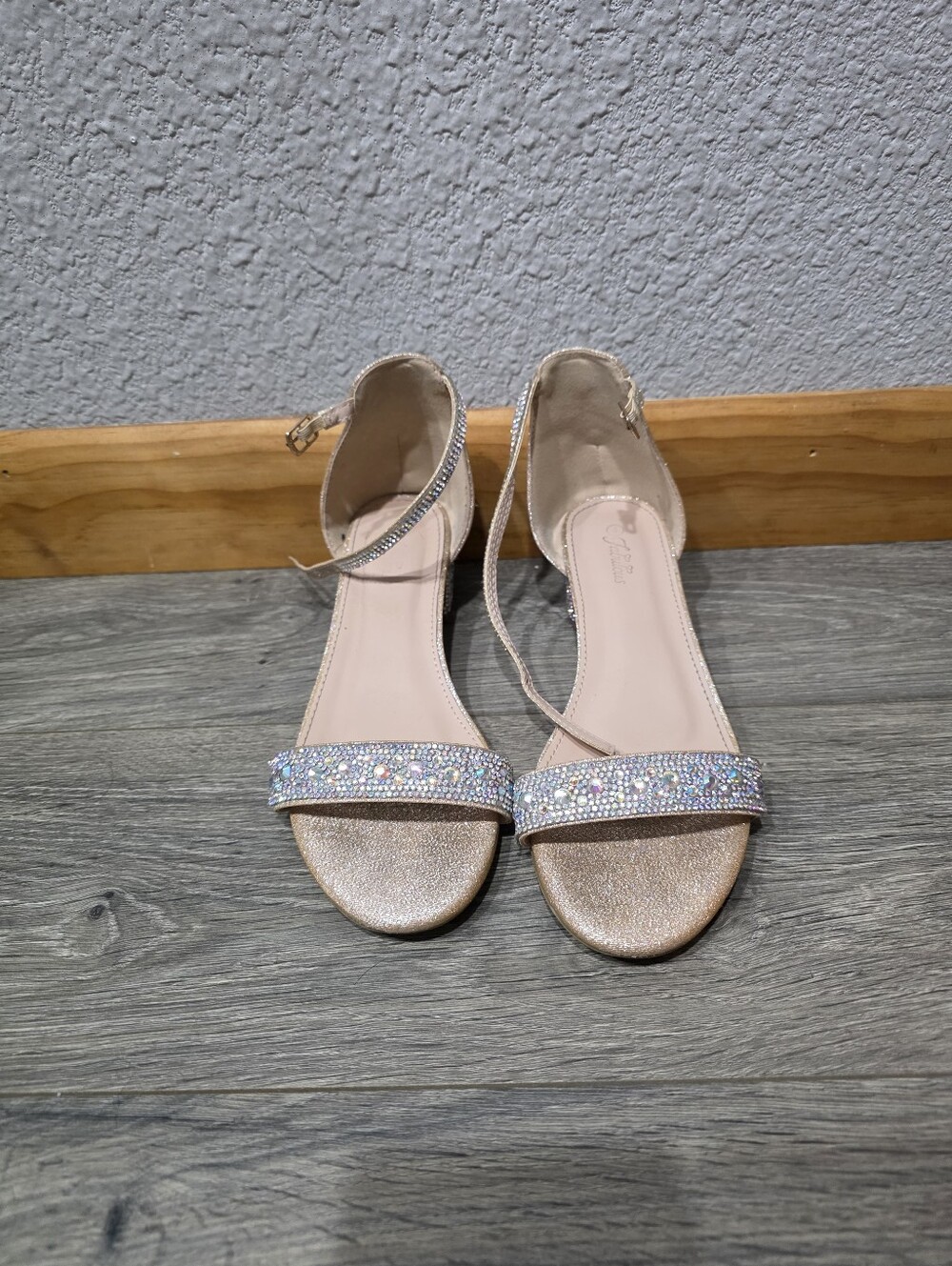 Sparkling Rose Gold Ankle Strap Sandals for Girls